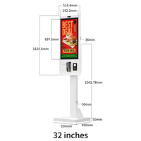 Kiosque de commande automatique sur pied, écran tactile Full HD 32 pouces, imprimante thermique 80 mm, lecteur de code QR, affichage numérique