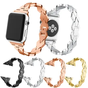 Zink legierung Chain Style Ersatz armband Smart Armband für Apple Watch 38mm 42mm Metall Rhombus Uhren armband