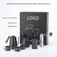 Ensemble de vaisselle en acier inoxydable de luxe personnalisé avec logo commercial, style vintage, 4, 5, 7, 9 pièces, cafetière, théière, vin