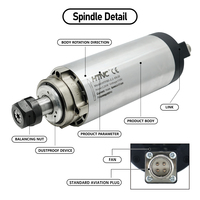 Kit moteur de broche haute vitesse refroidi par air 2,2 kW, 220 V, 24 000 tr/min, avec variateur de fréquence (VFD) et pince ER20 pour routeur CNC et gravure - Stock Brésil