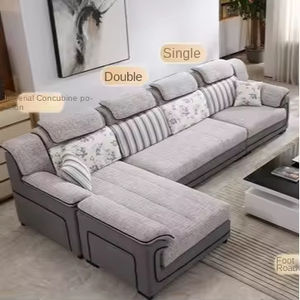 Sofá Modular en Forma de L Estilo Moderno Italiano, Tapizado en Terciopelo, Patas de Madera, Relleno de Esponja, para Sala de Estar - Product Image 4