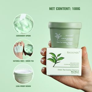Masque Facial à l'Argile Ibcccndc Nettoyant, Rafraîchissant, Hydratant, Peau Délicate, Contrôle du Sébum, Resserre les Pores, Élimine les <span class=keywords><strong>Points</strong></span> <span class=keywords><strong>Noirs</strong></span>, Masque à la Boue au Thé Vert - Product Image 3