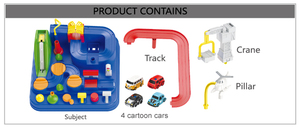 Circuit de course pour enfants, jeu de sauvetage urbain, ensemble de jeu de construction de rails, puzzle à emboîter, aventure automobile à 6 boutons avec 4 voitures - Product Image 5