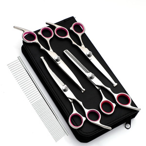 Kit de ciseaux pour toilettage canin KingHon : ciseaux droits, effilants et courbés pour Bichon, Teddy, Bomei – Ensemble d'outils de toilettage pour chiens - Product Image 6