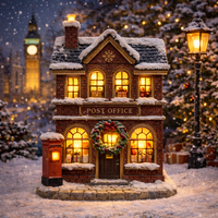 WeiVista Harz-Weihnachtsdorf Postamt LED-Lichtdekoration Maßgefertigte Feiertagshaus-Figur für Winter-Heimdekoration