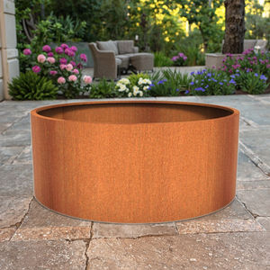 Jardinières en acier corten de conception résistante aux intempéries Grande jardinière circulaire Pots de fleurs <span class=keywords><strong>rustiques</strong></span> en métal <span class=keywords><strong>pour</strong></span> <span class=keywords><strong>jardin</strong></span>, patio ou porche - Product Image 4