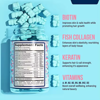 Biotine Collageen Keratine Gummies 3-in-1 voor Haar, Huid en Nagels, 60 stuks, Dagelijkse Wellness Routine, Zachte Kauwtabletten, Groothandel