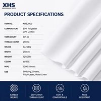 Tissu de literie de qualité commerciale en polyester et coton tissé, largeur extra-large, 80/20 40*40 250T Sateen, pour hôtel, villa, maison d'hôtes, drap de lit, couette