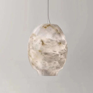 Lampe suspendue en marbre naturel, 300*H200mm, tête ronde simple, pour chambre à coucher, décoration de la maison - Product Image 2
