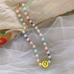 2025 Nueva alta calidad Ins gran oferta Diy colorido semilla cuentas gargantilla Linda sonrisa cara perla collar con cuentas para mujeres niñas - Product Image 4