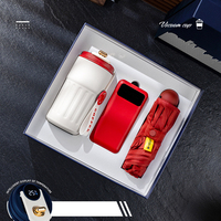 Articles promotionnels 3 en 1 Flacon sous vide Masseur de cou Power Bank avec parapluie personnalisé Coffret cadeau d'entreprise de luxe