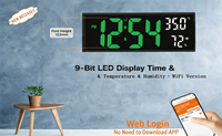 Jam Dinding Digital LED WiFi Pintar Besar dengan Remote Control, Temperatur untuk Ruang Tamu, Ruang Kelas