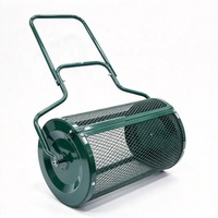 Épandeur de compost robuste de 24 pouces avec tambour en maille détachable et poignée en U, rouleau épandeur de tourbe 75L