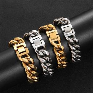 Collier et bracelet chaîne cubaine en acier inoxydable et titane pour hommes, style hip-hop, vente en gros - Product Image 4