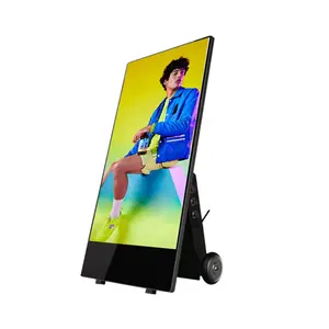 High Brightness IP65 Outdoor Waterproof 43 inch Moveable battery powered lcd portable billboard digital Signage Poster