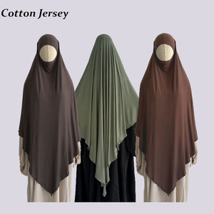 Cotton Jersey Stretchy Khimar Với Tie Trở Lại Hồi Giáo Quần Áo Phụ Nữ Hồi Giáo Hijab Nhà Sản Xuất Eid Cầu Nguyện Một Lớp Dài Khimar - Product Image 1