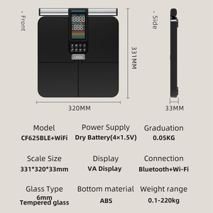 <span class=keywords><strong>Báscula</strong></span> Digital <span class=keywords><strong>de</strong></span> <span class=keywords><strong>Bioimpedancia</strong></span> Automática ÚNICA, OEM/ODM, Pantalla <span class=keywords><strong>de</strong></span> Datos Corporales, Funciona con Batería, WiFi, Medición <span class=keywords><strong>de</strong></span> Grasa, 56 Medidas, Cristal - Product Image 4
