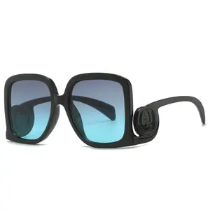 Kacamata hitam persegi besar terbaru kustom grosir bingkai kacamata persegi panjang UV 400 luar ruangan kacamata untuk pria