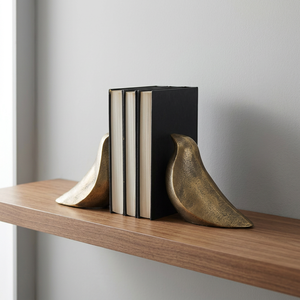AK Brass Antique Brass Finish Aluminium Bird Shape Metal <b>Bookends</b> Set of 2 Decorative Book Ends for Shelf Desk Home Decor - Product Image 3