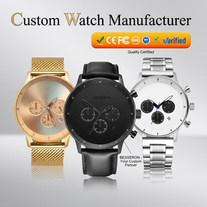 Relojes de Lujo Minimalistas con Grabado en Relieve, Marca Privada, 100 Piezas, Cronógrafo, Cristal de Cuarzo, Acero Inoxidable, para Hombre, 43 mm, Correa de Cocodrilo, Resistentes al Agua - Product Image 1