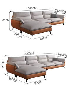Set di Divani Moderni di Design a Forma di L Personalizzabili in Tessuto di Alta Gamma Grande Divano Marrone Ricco per Soggiorno e Villa - Product Image 4