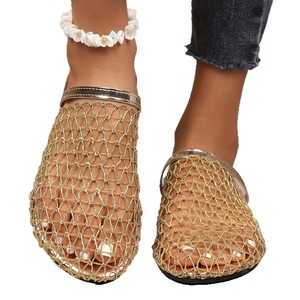 Nouvelles sandales d'été 2025 pour femmes, style Baotou, en maille plate, à semelle souple, couleur argent, pour l'extérieur 231 231 - Product Image 5