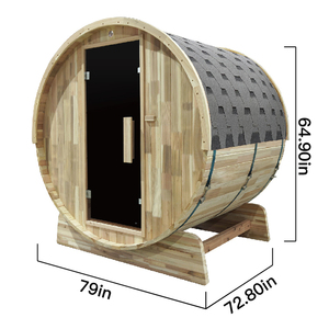 Sauna en bois massif de cèdre rouge moderne de qualité supérieure pour l'extérieur, sauna à vapeur écologique avec porte en verre, pas d'électricité requise - Product Image 1
