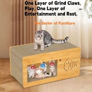 Gatti Villa multifunzionale Pet accessori carta ondulata gatto albero con grande spazio per il gioco di riposo e artiglio di macinazione - Product Image 3