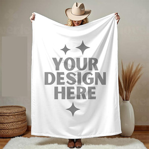 Vente en gros de couvertures tissées personnalisées de 30 x 40 pouces, couverture super douce pour bébé, couverture en polaire blanche pour bébé, sublimation - Product Image 1