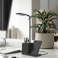 Lampe de Bureau LED 15W 3-en-1 à Commande Tactile avec Support Porte-Stylo, Chargeur Sans Fil pour Téléphones Portables, Protection Oculaire et Intensité Variable