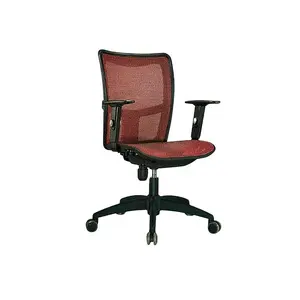 Red mesh fabric armrest adjustable office chair