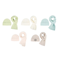 Ensemble bonnet et écharpe en acrylique tricoté à la main, chaud, coupe-vent, promotionnel, unisexe, logo personnalisé, vente en gros