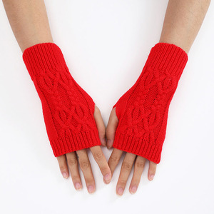 Guantes y mitones de invierno personalizables para mujer, calentadores de brazos sin dedos de punto acrílico estilo Jacquard con orificio para el pulgar, venta al por mayor - Product Image 6