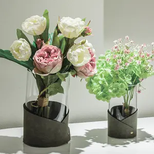 Minimalistisch Interieur Rechte Vaas Bloemen Home Decor Kleur Glazen Vaas Voor Woonkamer Decor