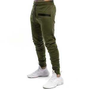 Pantaloni della tuta da uomo Skinny Street Wear Color verde con Zip Slim Fit pantaloni da corsa da uomo - Product Image 4