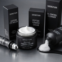 Kit de Soins Visage Homme Fermentés : Rouleau Contour des Yeux à la Caféine, Crème Hydratante aux Peptides, Nettoyant – Design Industriel, Vente en Gros, Usine OEM