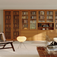 Librería Moderna de Madera Resistente en Color Natural con 5 Estantes, Instalación en Pared, Diseño Ecológico para Sala de Estar
