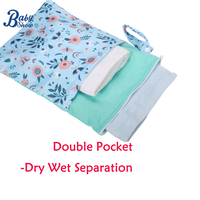 Usine En Gros 25x35Cm Imprimer Étanche PUL Double Poche Fermeture Éclair Lavable Réutilisable Maillot De Bain Sac De Voyage En Tissu Sac Sec Humide