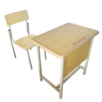 Ensemble de bureau et chaise scolaire moderne de haute qualité, écologique, avec plateau en bois pour une utilisation en classe, montage facile