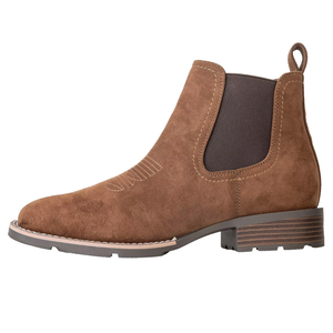 Botas de cuero Goodyear Welt Brogue Chelsea para hombre, color café, con punta cuadrada, para otoño/invierno, formales, para boda, estilo Oxford, que aumentan la altura. - Product Image 1