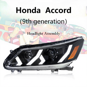 Faro Delantero LED Modificado Rambo para Automóvil, Conjunto de Faros con Luz Diurna y Lente de Flujo para Accord de Novena Generación 13-15 - Product Image 1