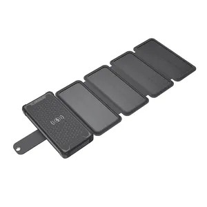 2020 Hot Buy Product Outdoor Folding Solar Panel LED Power Bank Auxiliary Light High Power Foldable 4 Section Solar Power Bank