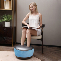 Repose-Pieds Rond Pouf Tissu Massager sans Fil Shiatsu Chauffant pour Pieds et Jambes Ottoman Vibrateur Thérapeutique Appareil de Massage