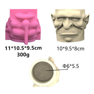 3D Nouveauté Facile à Grain Fin Yeux Fermés Diable Forme DIY Silicone Béton Résine Plâtre Pot Vase Moule - Product Image 3