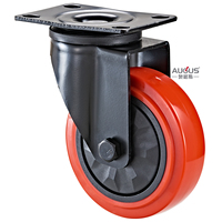 Support laqué noir avec roulettes en polyuréthane rouge de 4, 5 et 6 pouces pour usage industriel ou chariot