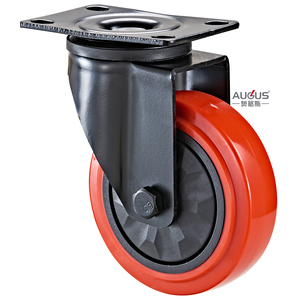Black Lacquered <strong>4</strong> <strong>5</strong> 6 <strong>Inch</strong> Red PU Caster Wheel for Industrial or <strong>Trolley</strong> - Product Image 1