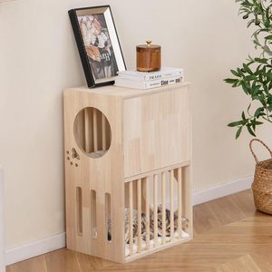 Nightstand <strong>Cat</strong> House 12-inch Narrow End Table Living Room with Shelf, Storage and <strong>Cat</strong> <strong>Hideaway</strong> for Couch, Chair, Bedside. - Product Image 1