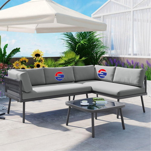 3-Piece Outdoor Sectional <strong>Sofa</strong> <strong>Set</strong>, <strong>All</strong>-Weather Wicker L-<strong>Shaped</strong> 5-Seater Patio Furniture with Removable Cushions &amp; Side Table - Product Image 6
