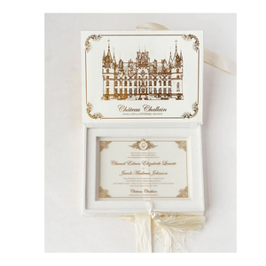 การ์ดเชิญงานแต่งงานทำจากกำมะหยี่ปกแข็งสุดหรูสีนู้ดเชิญแบบหรูหรา - Product Image 1