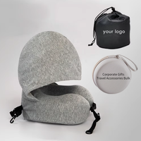 YUE RISE Oreiller de voyage portable en mousse à mémoire de forme en U avec logo personnalisé et capuche pour avion, bureau et usage quotidien